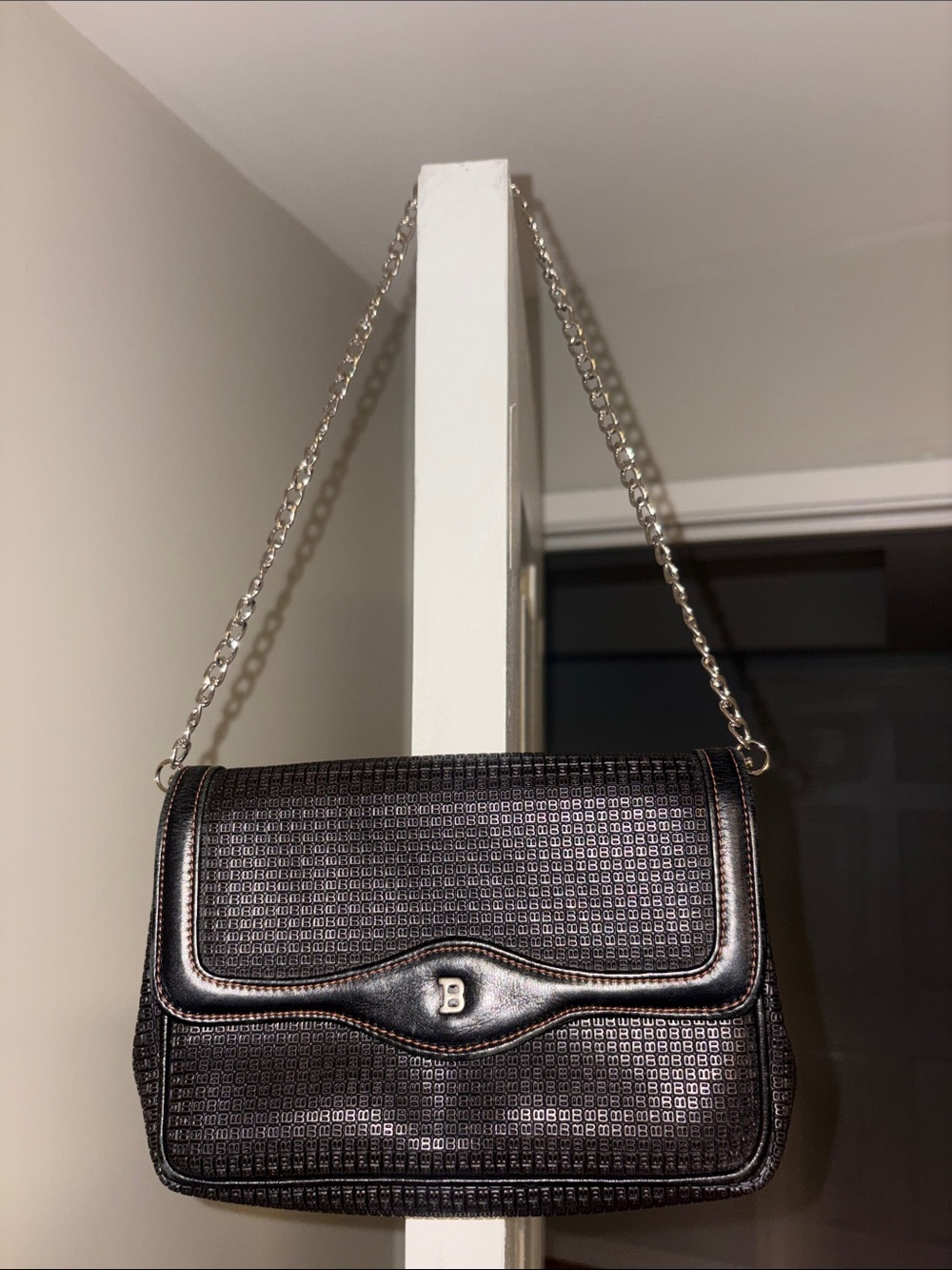 Bally Shoulder Bag with Textured Pattern. with Unbranded chain in GUC Authentic